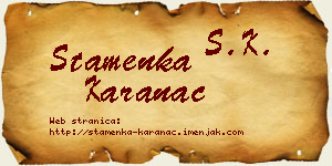 Stamenka Karanac vizit kartica